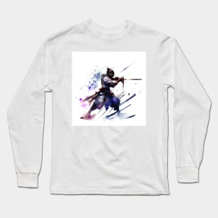 Samurai Warior watercolor painting Long Sleeve T-Shirt